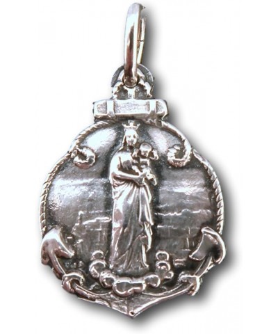 Sterling Silver Stella Maris - Virgin Mary Star of The Sea Medal - Antique Replica 18" SS fine chain $33.30 Necklaces