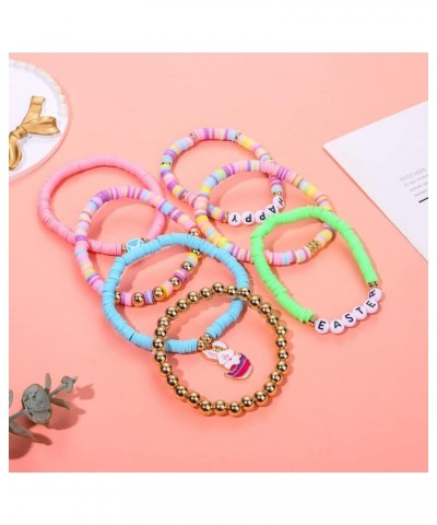 Surfer Heishi Bracelets for Women Stackable Rainbow Vinyl Disc Clay Beaded Stretch Bracelets Elastic Layering Friendship Brac...