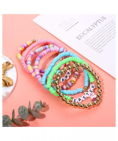 Surfer Heishi Bracelets for Women Stackable Rainbow Vinyl Disc Clay Beaded Stretch Bracelets Elastic Layering Friendship Brac...