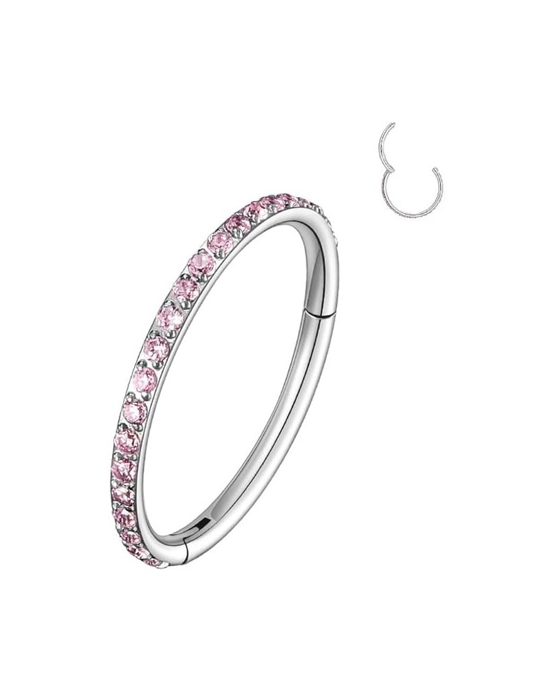 20G 18G 16G 14G Hinged Nose Ring Hoop 316L Surgical Steel, Septum Clicker Cartilage Earrings with CZ, Diameter 6mm to 12mm, S...