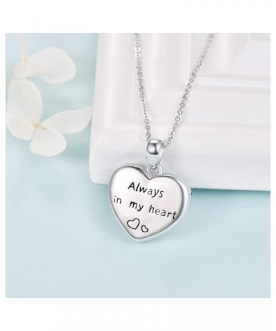 Locket Necklace 925 Sterling Silver Photo Heart Locket Necklace Hold Picture Locket Memorial Jewelry Gifts for Mom Daughter W...