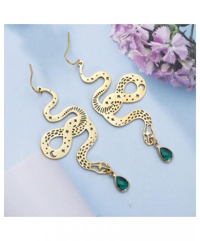 The Golden Snake Earrings, Hypoallergenic Wanderlust Jewelry Witchy Earrings gold $9.38 Earrings