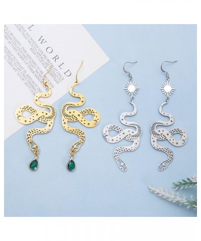 The Golden Snake Earrings, Hypoallergenic Wanderlust Jewelry Witchy Earrings gold $9.38 Earrings