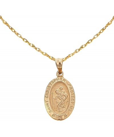 14k Yellow or White Gold Saint St. Christopher Oval Medal Pendant Charm or Chain Necklace 1 - Yellow-Gold (18" Chain) $69.44 ...