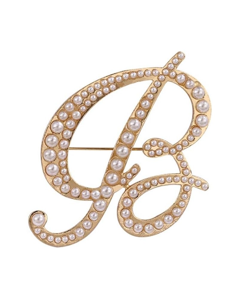 Gold Initial Letter A-Z Brooch Pin Imitation Pearl Initial Letter Pin Gold 26 Alphabets Badges Breastpin for Women Girls Clot...