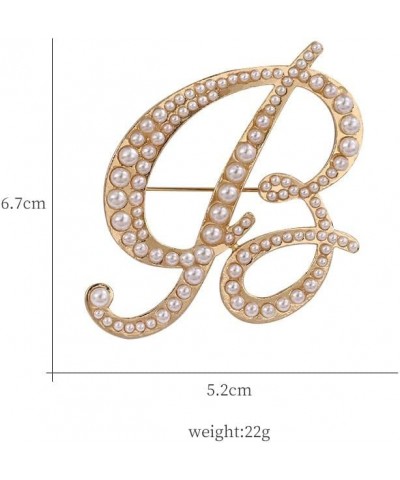 Gold Initial Letter A-Z Brooch Pin Imitation Pearl Initial Letter Pin Gold 26 Alphabets Badges Breastpin for Women Girls Clot...