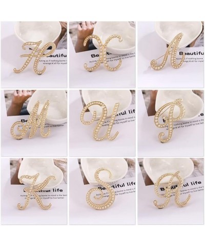 Gold Initial Letter A-Z Brooch Pin Imitation Pearl Initial Letter Pin Gold 26 Alphabets Badges Breastpin for Women Girls Clot...