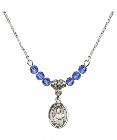 September Birth Month Bead Necklace with Catholic Patron Saint Petite Charm, 18 Inch Saint Pius X $27.25 Necklaces