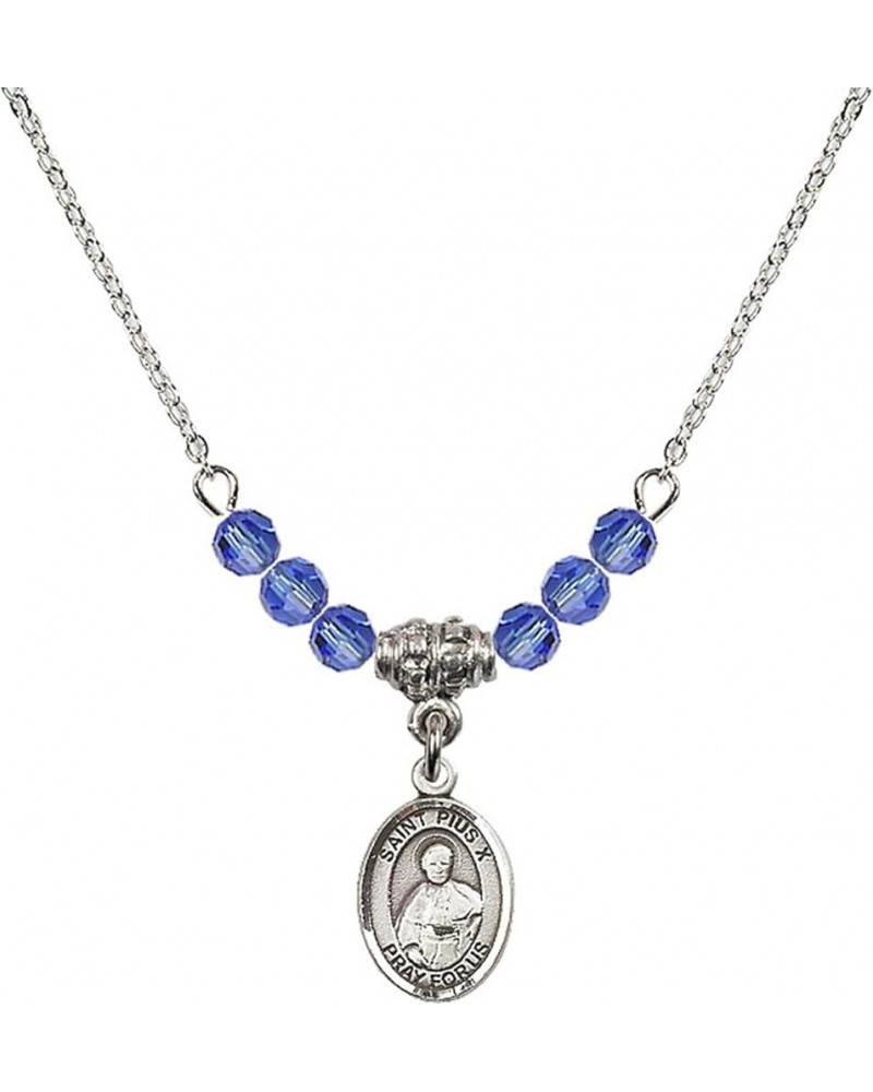 September Birth Month Bead Necklace with Catholic Patron Saint Petite Charm, 18 Inch Saint Pius X $27.25 Necklaces