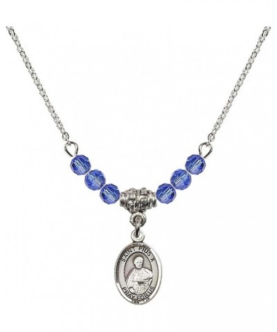 September Birth Month Bead Necklace with Catholic Patron Saint Petite Charm, 18 Inch Saint Pius X $27.25 Necklaces