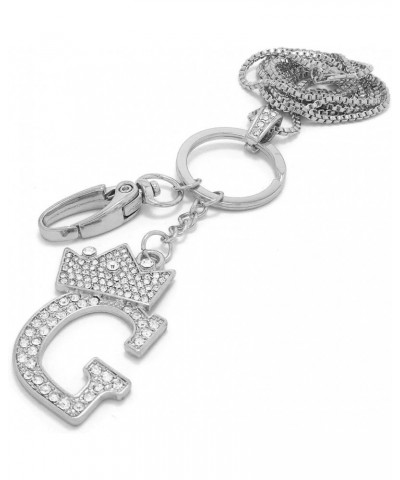 Unisex A to Z Initial Letter Pendant Lanyard Necklace with Keyring/ID Holder Hook Rhodium-g $11.95 Necklaces