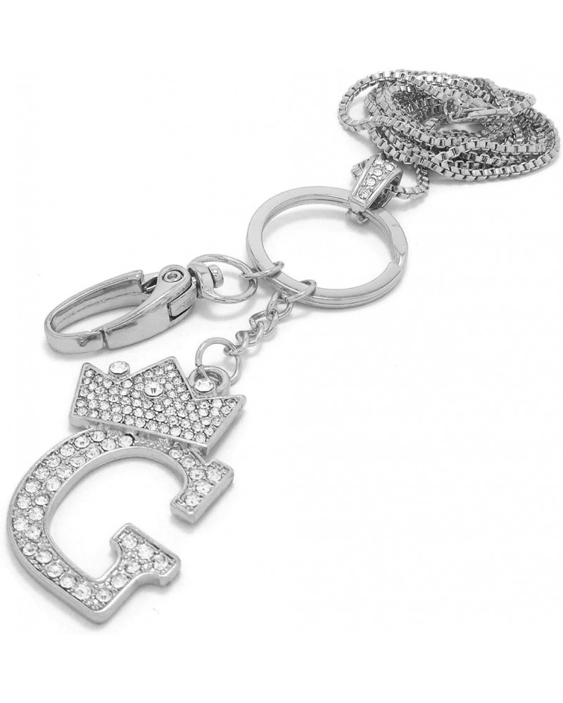 Unisex A to Z Initial Letter Pendant Lanyard Necklace with Keyring/ID Holder Hook Rhodium-g $11.95 Necklaces