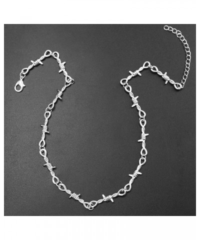 Gothic Punk Brambles Necklace, Barbed Wire Link Chain Choker $8.39 Necklaces