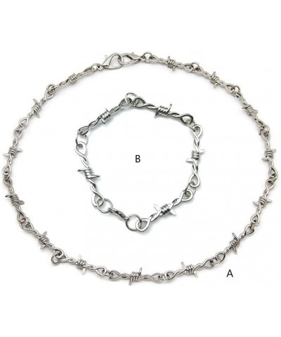 Gothic Punk Brambles Necklace, Barbed Wire Link Chain Choker $8.39 Necklaces