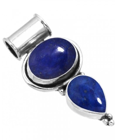 925 Sterling Silver Statement Pendant for Women 2 Gemstone Handmade Jewelry for Gift (99598_P) Lapis $19.94 Pendants