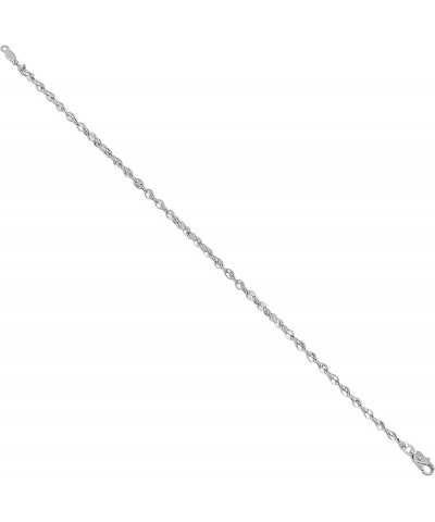 2.7mm Rhodium Plated Twisted Singapore Chain Link Bracelet 9.0 Inches $16.80 Bracelets