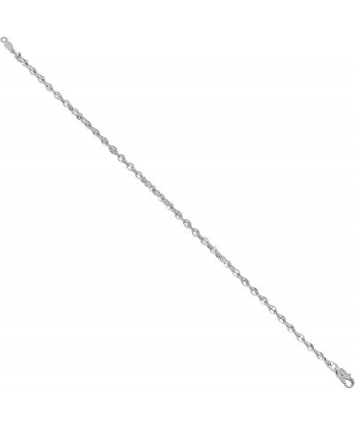 2.7mm Rhodium Plated Twisted Singapore Chain Link Bracelet 9.0 Inches $16.80 Bracelets