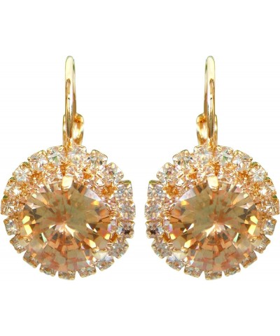 18k Gold Plated Multicolor Round Zircon White Crystal Hook Leverback Earrings Gold $10.02 Earrings