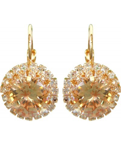 18k Gold Plated Multicolor Round Zircon White Crystal Hook Leverback Earrings Gold $10.02 Earrings