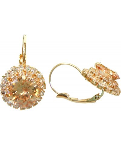 18k Gold Plated Multicolor Round Zircon White Crystal Hook Leverback Earrings Gold $10.02 Earrings