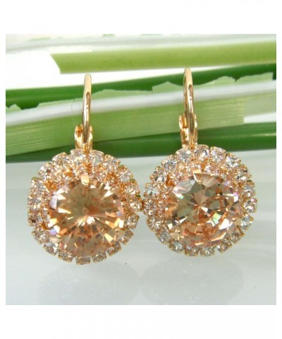 18k Gold Plated Multicolor Round Zircon White Crystal Hook Leverback Earrings Gold $10.02 Earrings