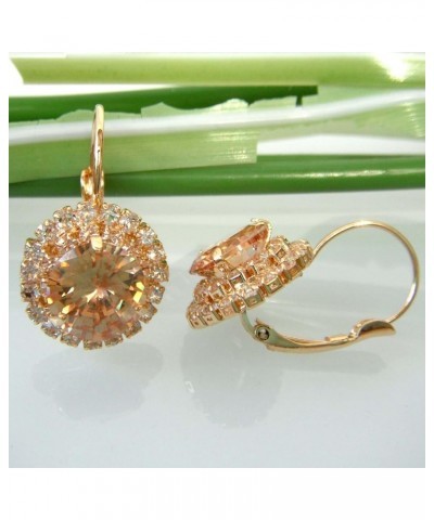 18k Gold Plated Multicolor Round Zircon White Crystal Hook Leverback Earrings Gold $10.02 Earrings