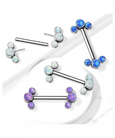 14G G23 Implant Grade Titanium Threadless Push-in Triple Synthetic Opal Nipple Barbells, Sold as a Pair Purple $22.25 Body Je...