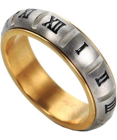 Unisex Stainless Steel Roman Numerals Spin Worry Ring for Anxiety gold silver-6mm $7.69 Rings