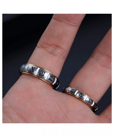 Unisex Stainless Steel Roman Numerals Spin Worry Ring for Anxiety gold silver-6mm $7.69 Rings