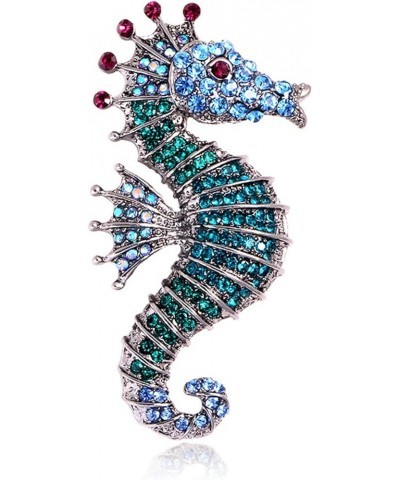 Brooch for Unisex, Seahorse Brooch Pin Colored Rhinestone Shiny Long Lasting Lapel Brooch Clothes Decor Brooch Blue $6.95 Bro...