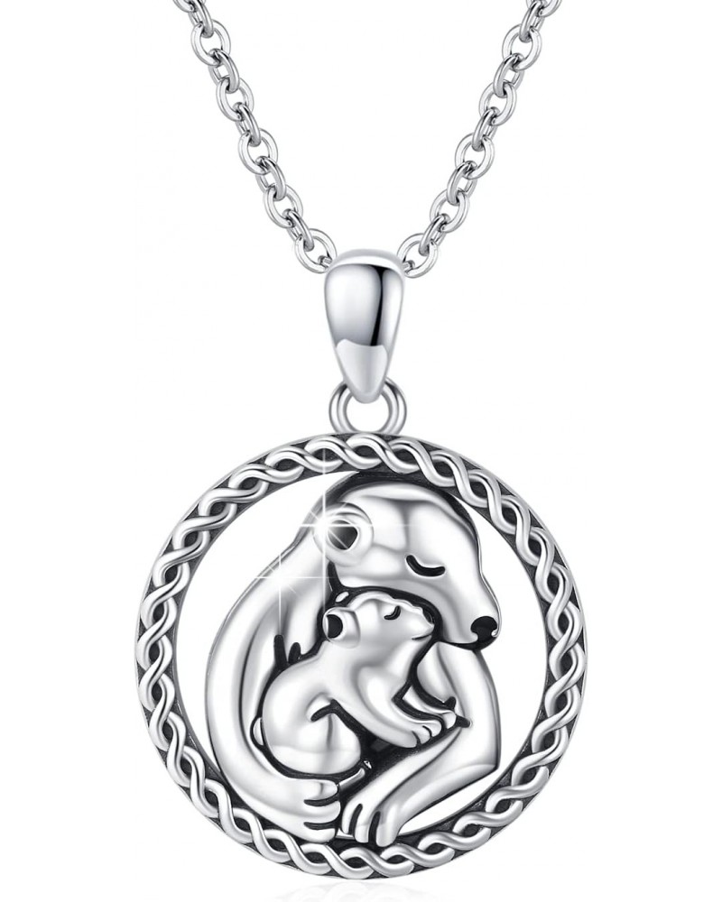 Dog Necklace Mothers Day Gift for Mom 925 Sterling Silver Cute Animal Necklace for Girls Mother Necklace Circle Pendant Neckl...