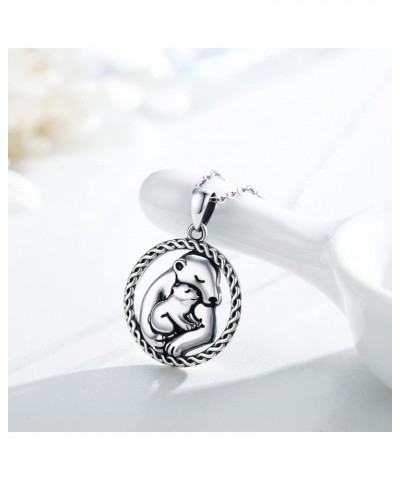 Dog Necklace Mothers Day Gift for Mom 925 Sterling Silver Cute Animal Necklace for Girls Mother Necklace Circle Pendant Neckl...