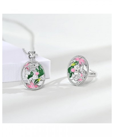 925 Sterling Silver Plated Leaves Flower Earrings Colorful Enamel Jewelry Set CZ Simulated Diamond Drop & Dangle Earrings for...