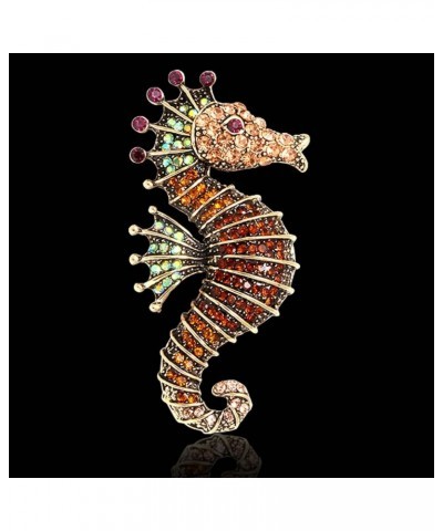 Brooch for Unisex, Seahorse Brooch Pin Colored Rhinestone Shiny Long Lasting Lapel Brooch Clothes Decor Brooch Blue $6.95 Bro...