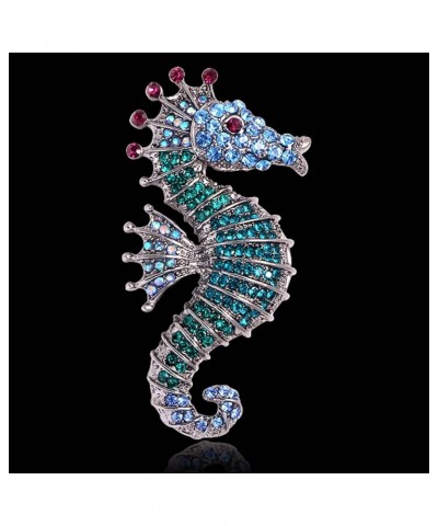 Brooch for Unisex, Seahorse Brooch Pin Colored Rhinestone Shiny Long Lasting Lapel Brooch Clothes Decor Brooch Blue $6.95 Bro...