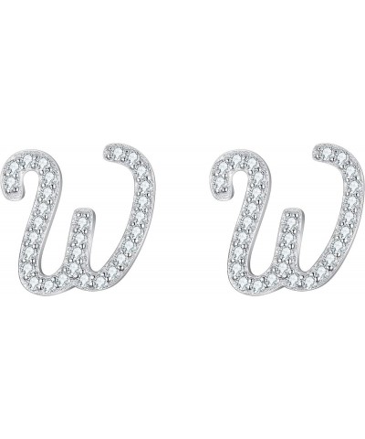 925 Sterling Silver Cubic Zirconia Alphabet Initial Stud Earrings Jewelry Gifts for Women Valentines Day W $9.62 Earrings