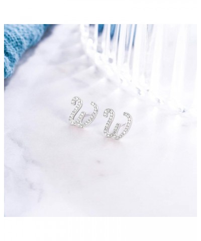 925 Sterling Silver Cubic Zirconia Alphabet Initial Stud Earrings Jewelry Gifts for Women Valentines Day W $9.62 Earrings