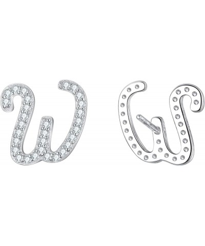 925 Sterling Silver Cubic Zirconia Alphabet Initial Stud Earrings Jewelry Gifts for Women Valentines Day W $9.62 Earrings