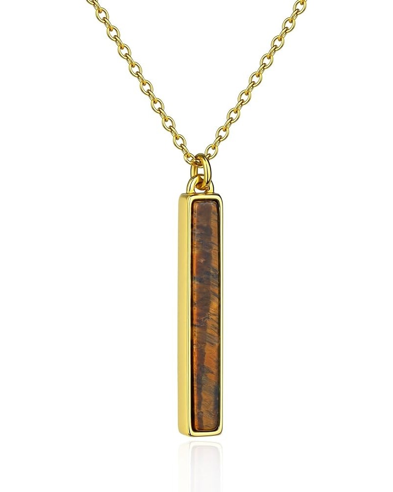 Gemstone Vertical Bar Necklace for Women Gold Silver Plated Dainty Amethyst White Howlite Turquoise Bar Pendant Necklace for ...