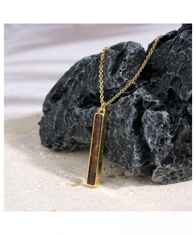 Gemstone Vertical Bar Necklace for Women Gold Silver Plated Dainty Amethyst White Howlite Turquoise Bar Pendant Necklace for ...