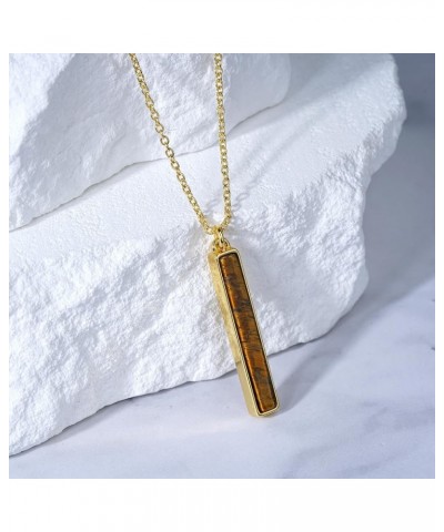 Gemstone Vertical Bar Necklace for Women Gold Silver Plated Dainty Amethyst White Howlite Turquoise Bar Pendant Necklace for ...