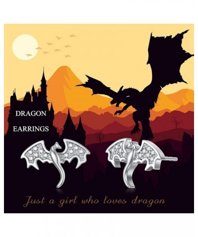 Dragon Earrings 925 Sterling Silver Stud Hypoallergenic Dragon Earrings for Women Girl Stud Earrings 1 -Silver $15.07 Earrings