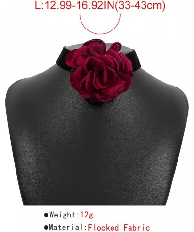 Vintage Black Suede Choker with Large Flower Elegant Floral Collar Necklace and Bracelet Set 2pcs Prom Party Romantic Rose Ac...