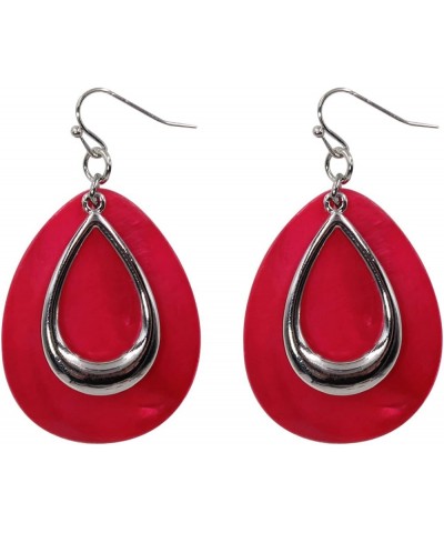 Natural Shell Tear Drop Earrings Trendy Fashion Dangling Earring for Women Hot Pink $9.89 Earrings