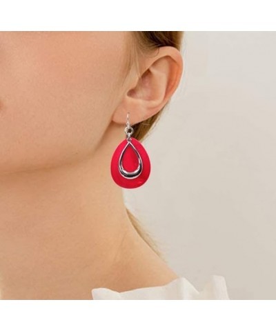 Natural Shell Tear Drop Earrings Trendy Fashion Dangling Earring for Women Hot Pink $9.89 Earrings