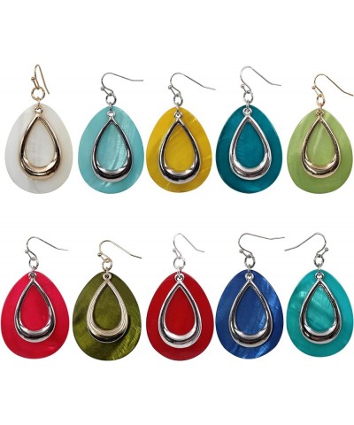 Natural Shell Tear Drop Earrings Trendy Fashion Dangling Earring for Women Hot Pink $9.89 Earrings