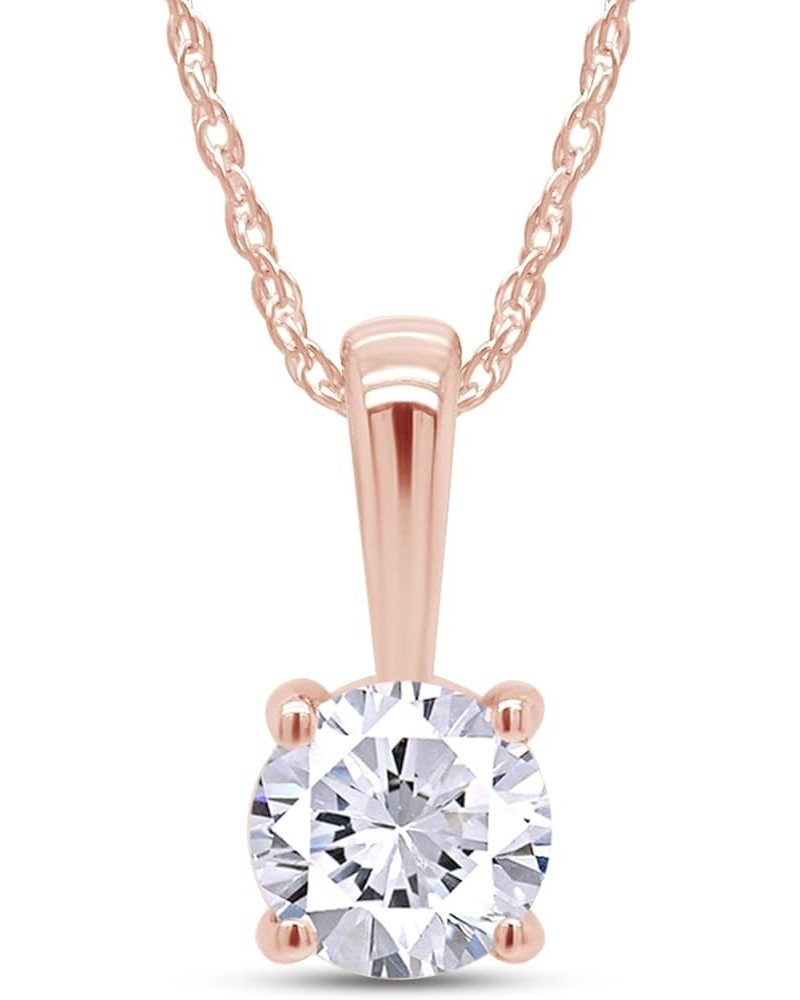 925 Sterling Silver Necklace for Women, 0.50ct To 2ct D Colorless Moissanite Necklace Round Brilliant Cut Solitaire Pendant N...