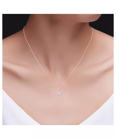 925 Sterling Silver Necklace for Women, 0.50ct To 2ct D Colorless Moissanite Necklace Round Brilliant Cut Solitaire Pendant N...