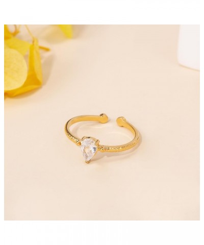 Gold Rings for Women Non Tarnish, Cubic Zirconia Ring with 18k Gold Plated, Dainty Bow Ring with Adjustable Size, Hypoallerge...