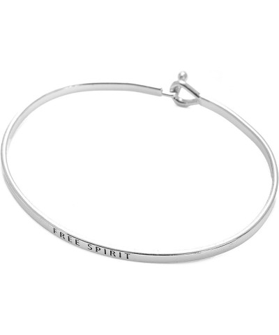 Personal Mantra Message Cuff Bracelet for Women Friend Encouragement Gift for Her FREE SPIRIT--Silver $9.59 Bracelets